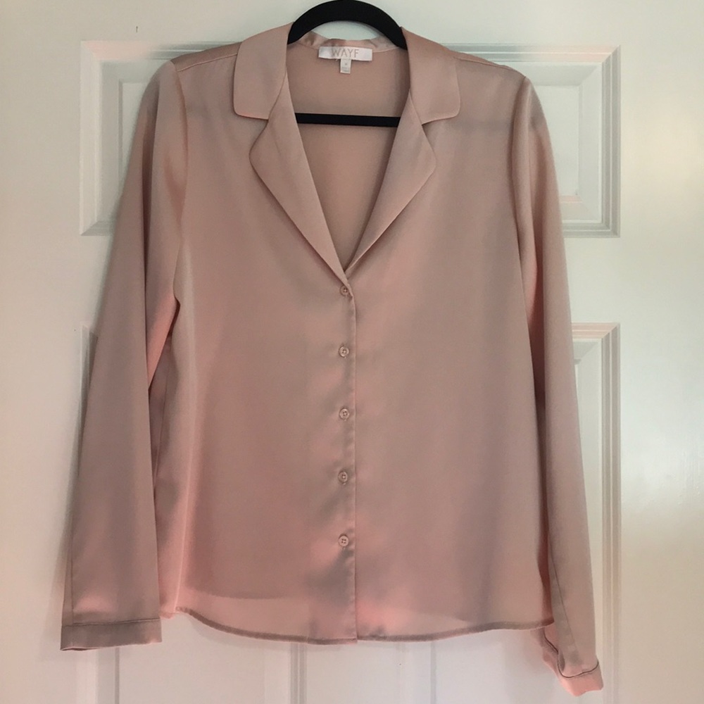 Wayf Silky Pale Pink Button-Up